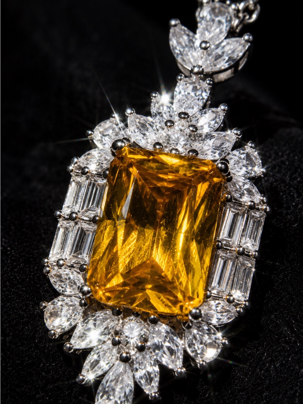 Golden Citrine-Style Crystal Pendant Necklace - Picture 7 of 11